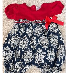 Babeeni Baby Girls Red Bodysuit Damask Bloomers Bubble Romper 12M